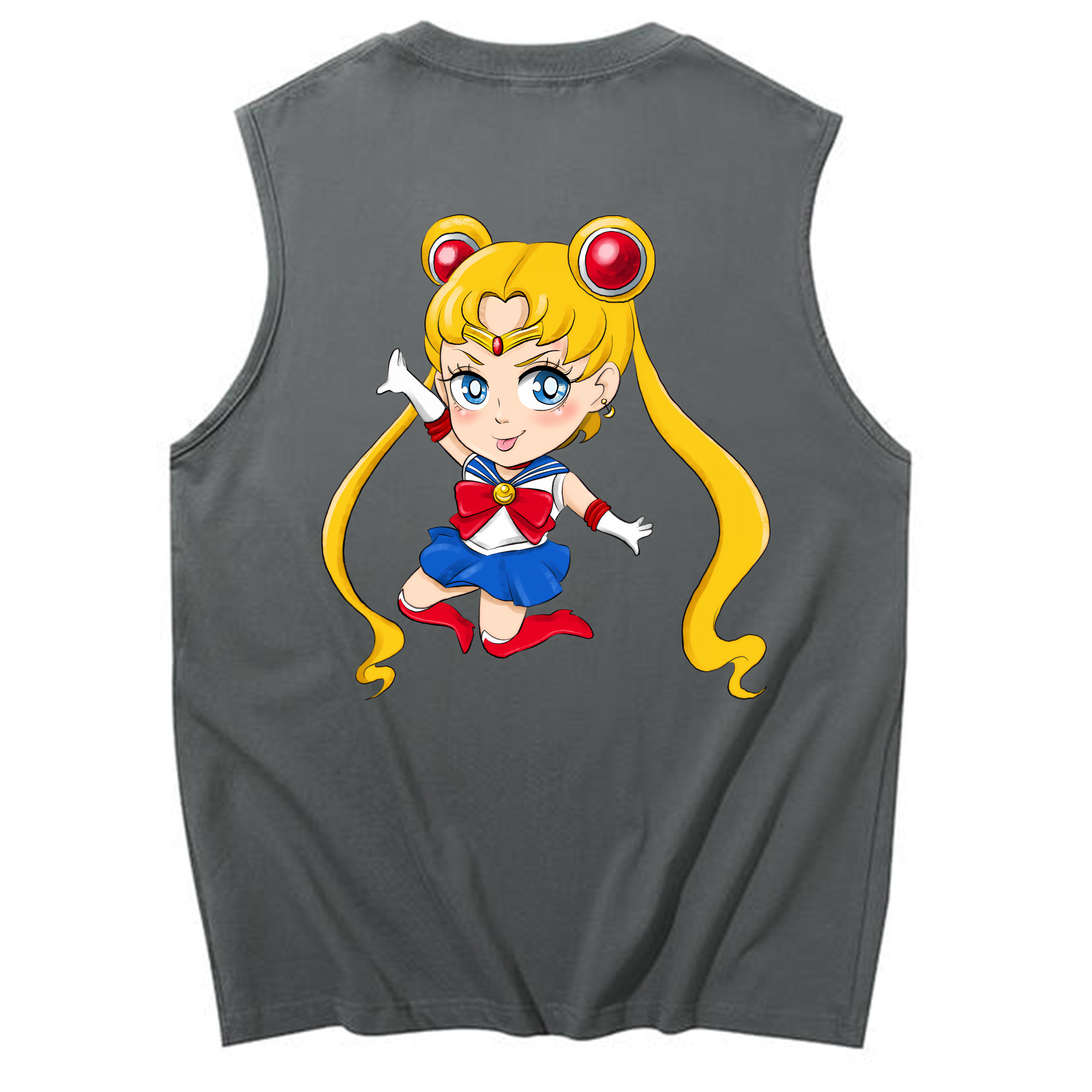 （画像用） 美少女戦士セーラームーン 月野 うさぎ つきの うさぎ Sailor Moon Tsukino Usagi コットン100％タンクトップ（背面プリント）